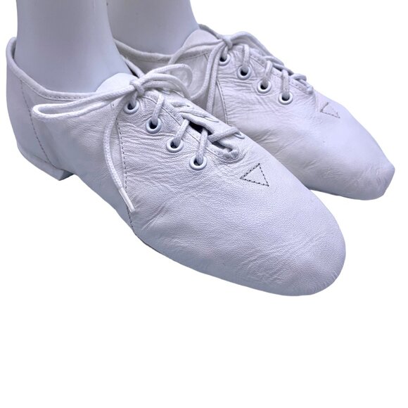 Unisex Child Bloch Jazz Soft Dance Shoe Size 12 White Split Sole Leather Lace Up - Picture 2 of 11